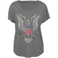 thumbnail image 1 of 4th of July Born Free Distressed Vintage Eagle Juniors Dolman T Shirt Heather X-LG, 1 of 1