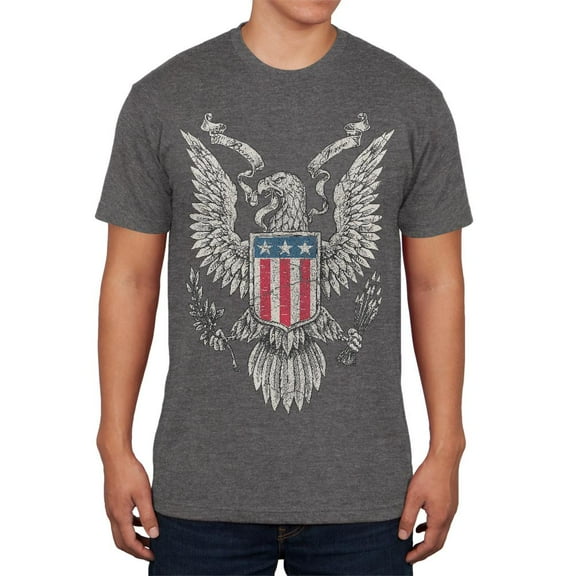 4th of July Born Free Distressed Vintage Eagle Mens Soft T Shirt Charcoal 2XL