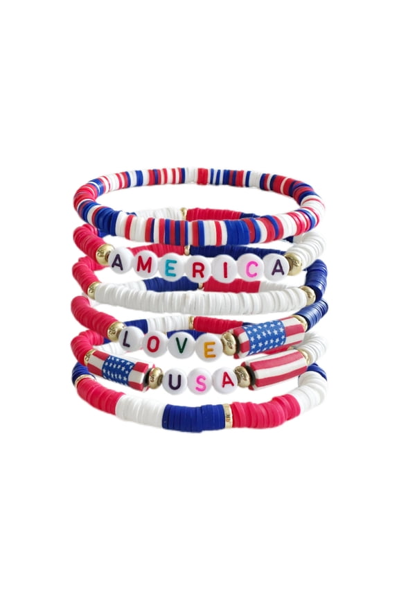 4th of July Bracelets-250 Anniversary USA American Flag Accessories, Red White Blue, Patriotic USA Jewelry Independence Day Gift for Men Women