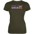 thumbnail image 1 of 4th of July Brave Patriot American Flag Juniors Soft T Shirt, 1 of 1