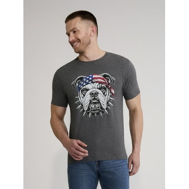 4th of July Bulldog Bandana Men’s and Big Men's Graphic Tee by Way to Celebrate, Sizes XS-3XL