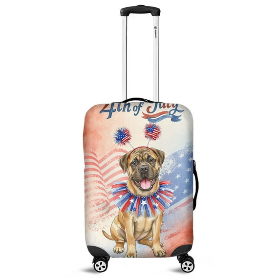 4th of July Bullmastiff Celebrates Independence Day Travel Luggage Cover Dog Lover Suitcase Dust Protective Decor - 12010