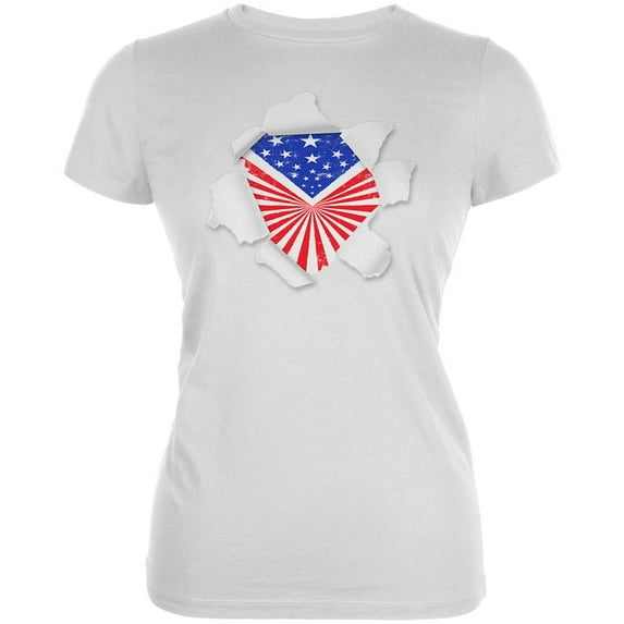 4th of July Bursting with Pride Juniors Soft T Shirt White SM