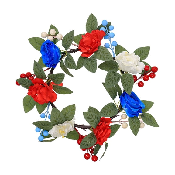 4th of July Candle Rings Red White and Blue Mini Wreath Holder 15.7"
