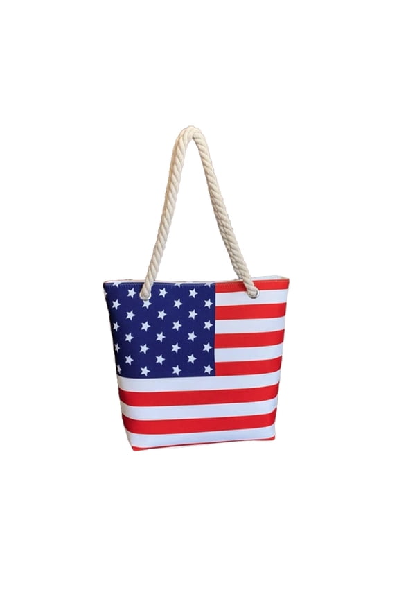 4th of July Canvas Tote Bag for Women, Large Capacity Patriotic Red White Blue Shoulder Bag with Rope Handles for Beach Shopping Travel Daily Use
