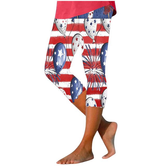 4th of July Capris for Women Summer Beach Slim Fit Stretch American ...