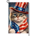 thumbnail image 1 of 4th of July Cat Garden Flag 12x18 Vertical Double Sided Patriotic USA Flag Independence Day Memorial Day Outside Decorations Burlap Yard Flag BW319, 1 of 6