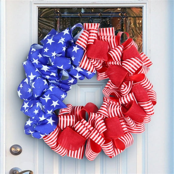 4th of July Clearance! Avtoify Independence Day Flower Wreath Door Hanging Home Fabric Decorations Holiday Window Props