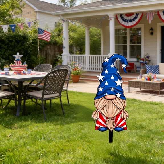 4th of July Clearance! Patriotic Gnome Garden Stakes, Independence Day Yard Decorations, Red White Blue Outdoor Lawn Decor