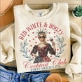 thumbnail image 1 of 4th of July Cocktail Club Sweatshirt, Patriotic Social Club Pullover, Red White and Boozy America Crewneck, July 4th Celebration Shirt, 1 of 5