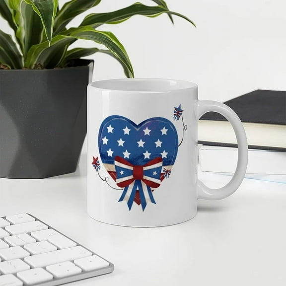 4th of July Coffee Mugs 11-15 oz Flower Floral Birthday Gift for Parents Mom Dad Ceramic White