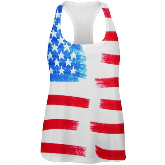 4th of July Color Me American All Over Womens Work Out Tank Top Multi LG