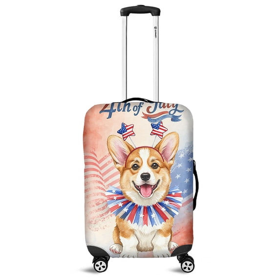 4th of July Corgi Celebrates Independence Day Travel Luggage Cover Welsh Corgi Dog Lover Gifts Idea Suitcase Dust Protective Decor - 12010