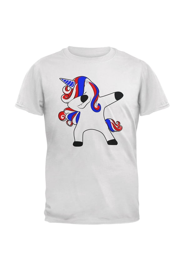 4th of July Dabbing Unicorn Americorn Mens T Shirt White LG