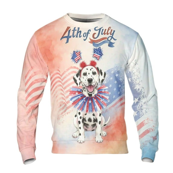4th of July Dalmatian Celebrates Independence Day All Over Print 3D Sweatshirt Unisex Merch Dog Lover - 12010