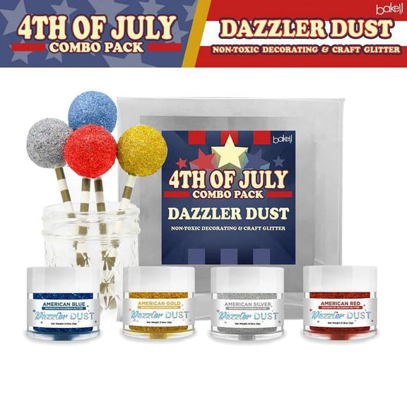 Bakell - 4th of July Dazzler Dust Combo Pack A - Arts and Crafts Glitter - Extreme Sparkle, 5g Jar
