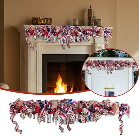 4th of July Decor, Independence Day Floral Wreath – Perfect Farmhouse For 4th Of July Celebrations, Patriotic Decorations