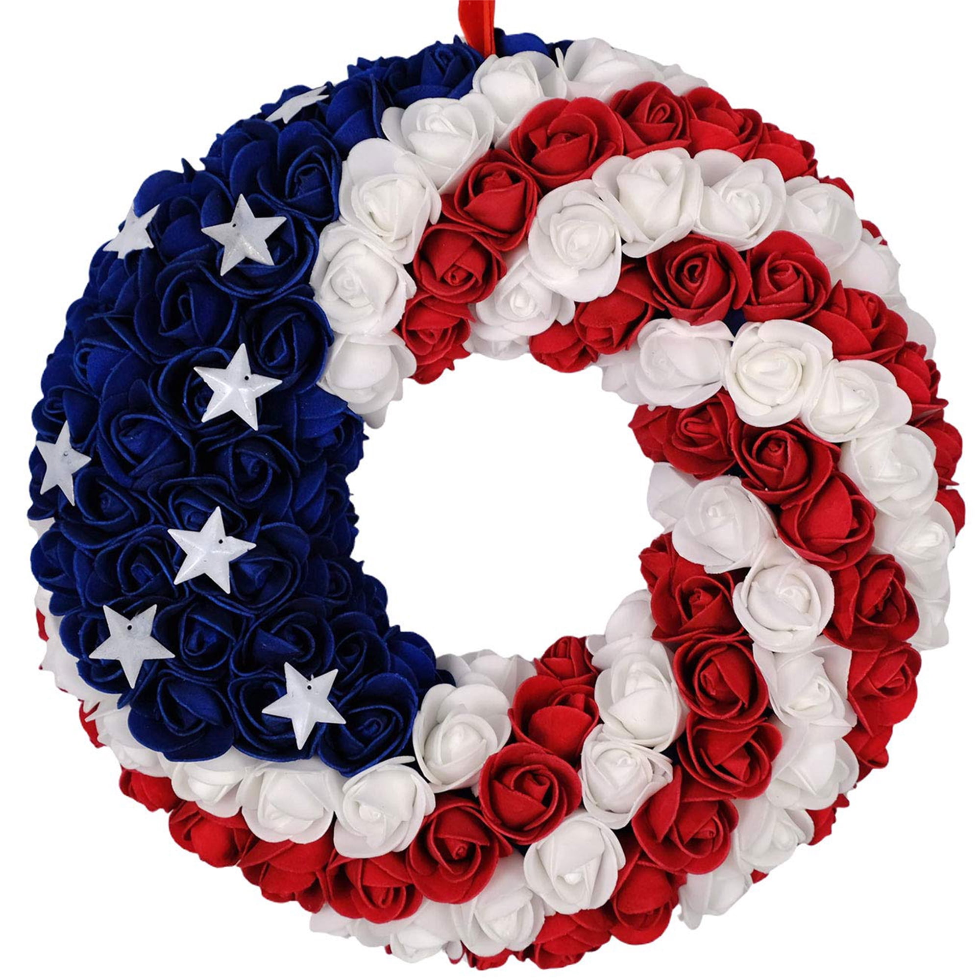 4th of July Decoration Patriotic Wreath for Front Door Flag Grapevine ...
