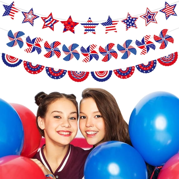 4th of July Decorations 250th Anniversary Banner Independence Day Patriotic Pennants Flag Hanging Supplies for Outdoor Indoor Party by PALIFEUR