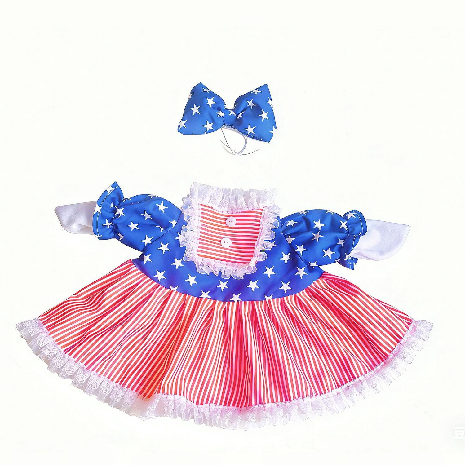 4th of July Decorations, Independence Day Bow Lace Edges Dress Costumes