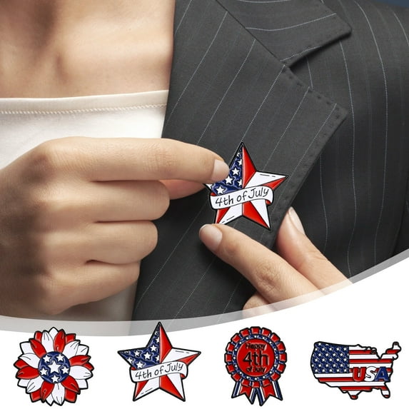 4th of July Decorations, Independence Day Flag Badge Metal Brooch Europe And The United States Clothes Bags Hats Accessories Badges Ornaments Present