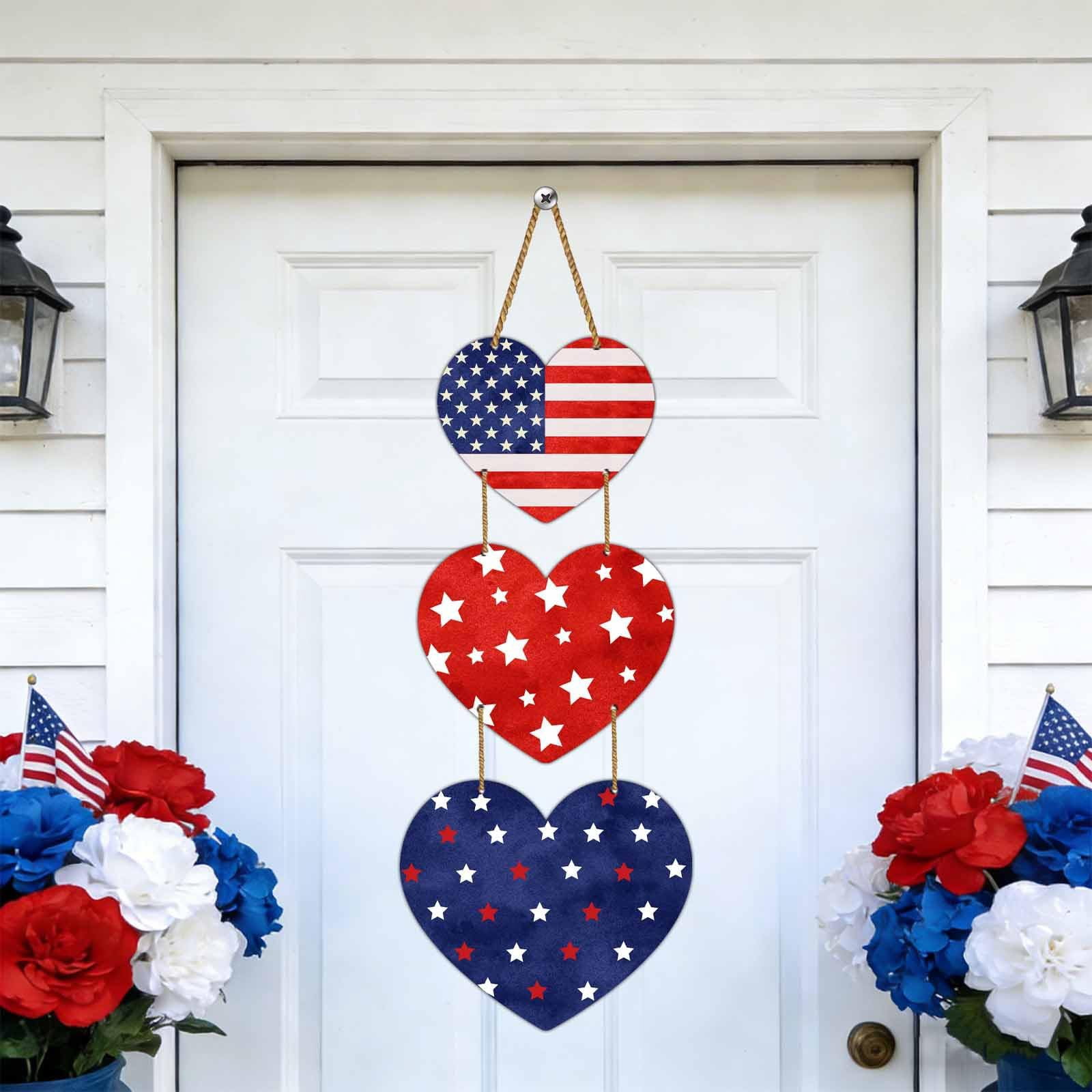 4th of July Decorations - Independence Day Heart Shaped Wooden Door ...