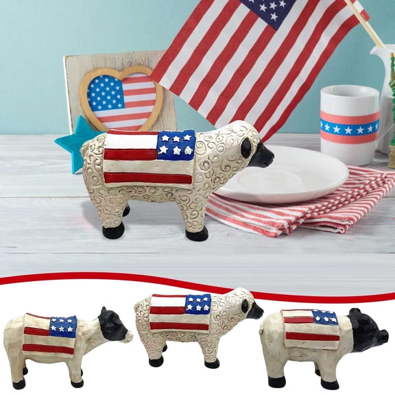 4th of July Decorations, New Independence Day Day Decorations Desktop Resin Workmanship Cow Sheep And Pig
