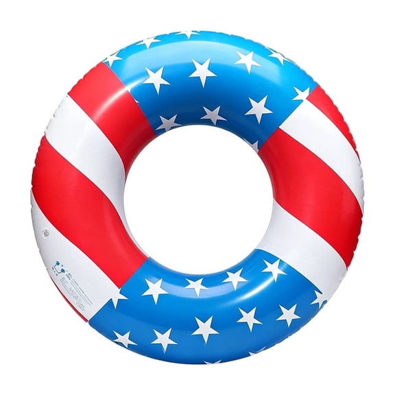4th of July Decorations Outdoor Americans Independence Day Flag-Themed Swim Ring And Inflatable Swimming Accessory And Extra-Thick Antis-Roll Style