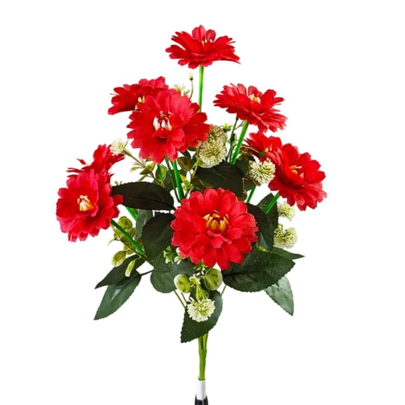4th of July Decorations Patriotic Decor 1PC Red Artificial Gerbera Daisy Bouquet Handmade Silk Flower for Table Vase Display