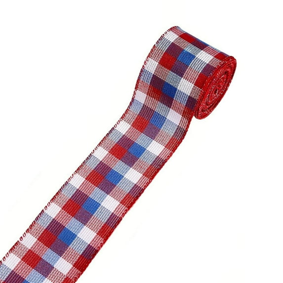 4th of July Decorations Patriotic Ribbon Wired Burlap Ribbon 2.5” Ribbon for Memorial Day Independence Day Veterans Day Farmhouse Decor, 5 Yards