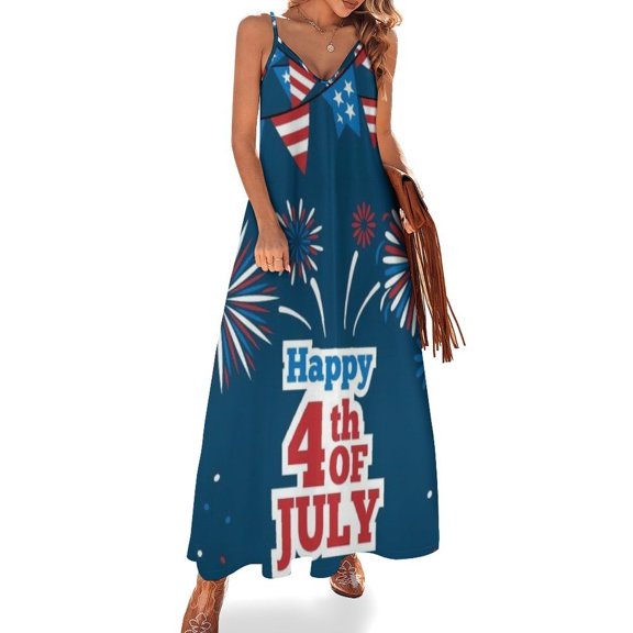 4th of July Design Sleeveless Dress Woman Fashion Long Dresses Women's Summer Suit Dress 2025