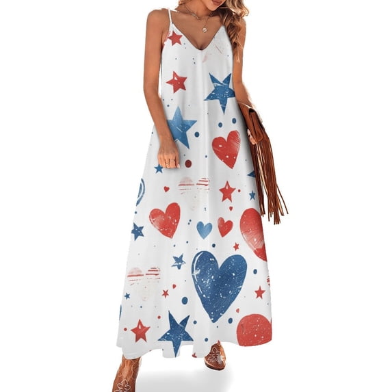 4th of July Design Sleeveless Dress Woman Fashion Long Dresses Women's Summer Suit Dress 2025