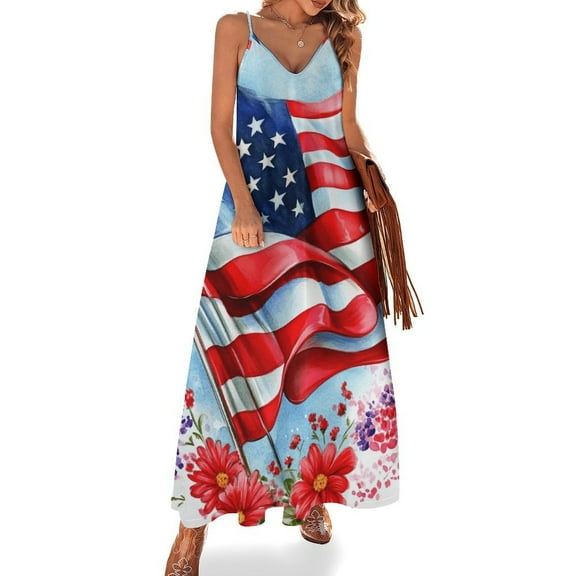 4th of July Design Sleeveless Dress Woman Fashion Long Dresses Women's Summer Suit Dress 2025