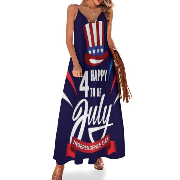 4th of July Design Sleeveless Dress Woman Fashion Long Dresses Women's Summer Suit Dress 2025