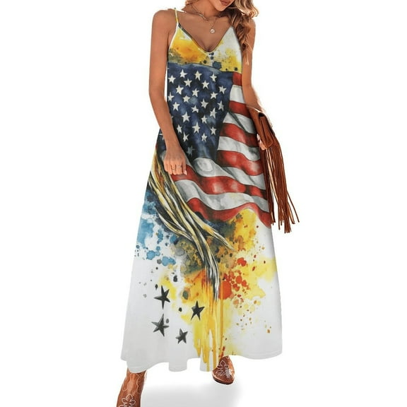 4th of July Design Sleeveless Dress Woman Fashion Long Dresses Women's Summer Suit Dress 2025
