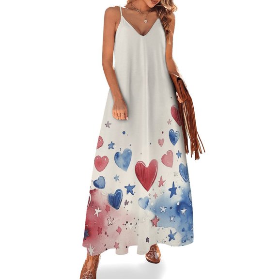 4th of July Design Sleeveless Dress Woman Fashion Long Dresses Women's Summer Suit Dress 2025