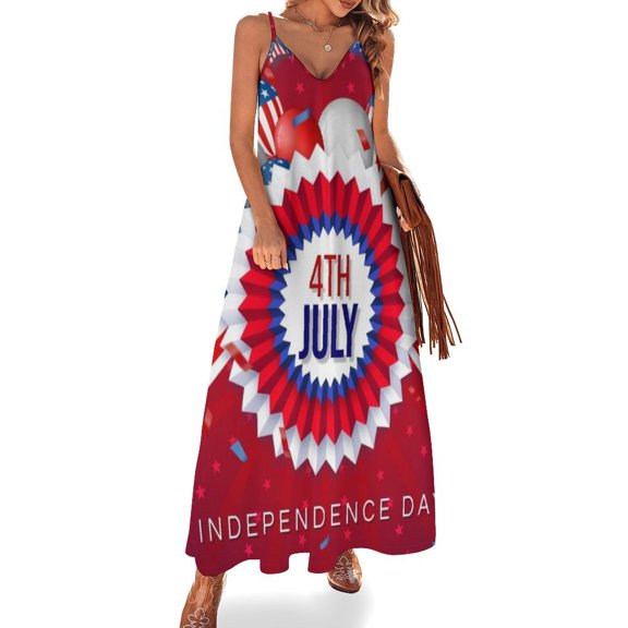 4th of July Design Sleeveless Dress Woman Fashion Long Dresses Women's Summer Suit Dress 2025