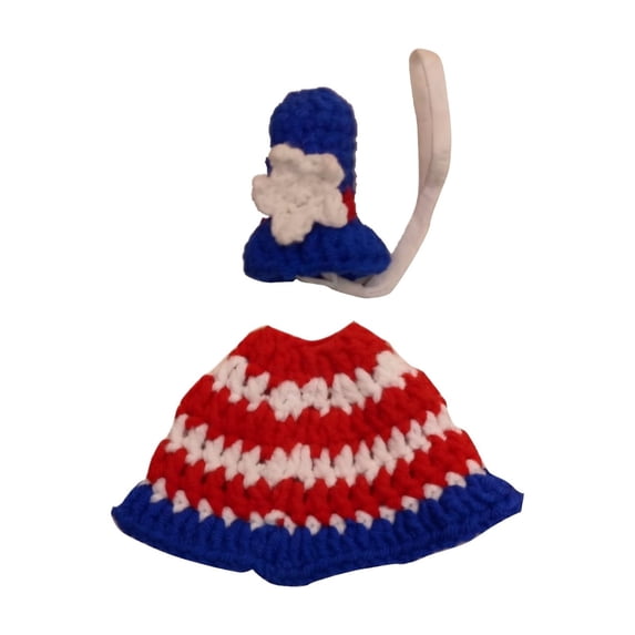 4th of July Desk Goose Outfits Independence Day 7 Inch Mini Patriotic Desktop Goose Knitted Clothes with Hat for Magnetic Goose Statues Holiday Decor