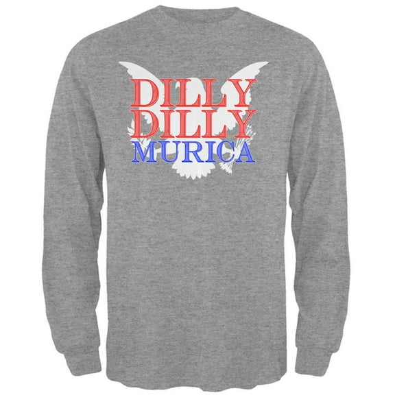 4th of July Dilly Dilly MURICA Mens Long Sleeve T Shirt Heather MD