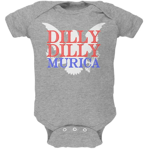 4th of July Dilly Dilly MURICA Soft Baby One Piece Heather 12-18 M