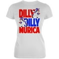 thumbnail image 1 of 4th of July Dilly Dilly Murica Dabbing Unicorn Juniors Soft T Shirt White SM, 1 of 1