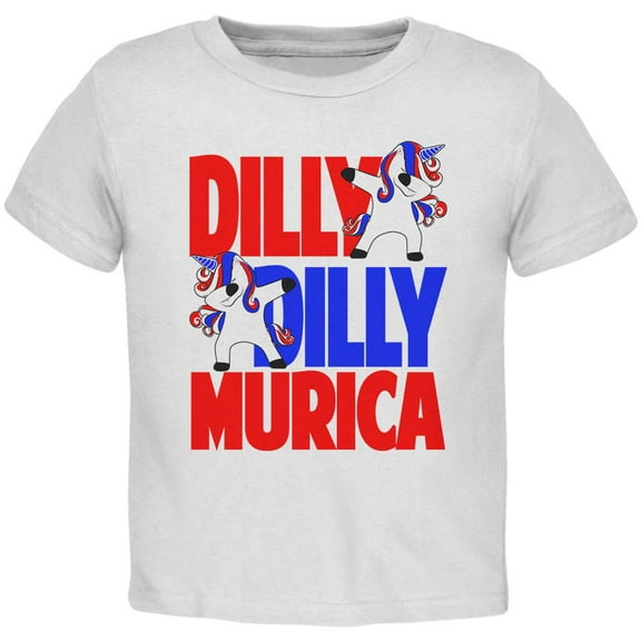 4th of July Dilly Dilly Murica Dabbing Unicorn Toddler T Shirt White 3T