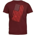 thumbnail image 1 of 4th of July Distressed Offset American Flag Mens T Shirt Garnet Red SM, 1 of 1