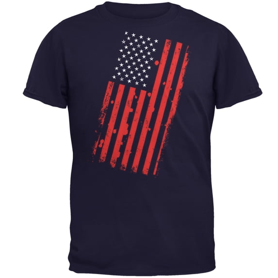 4th of July Distressed Offset American Flag Mens T Shirt