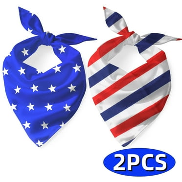 4th of July Dog Bandanas  Reversible American Flag Pet Scarf for Boy and Girl, Durable Fabric, Patriotic Bandana Scarf for Dogs 2 Pack Design1