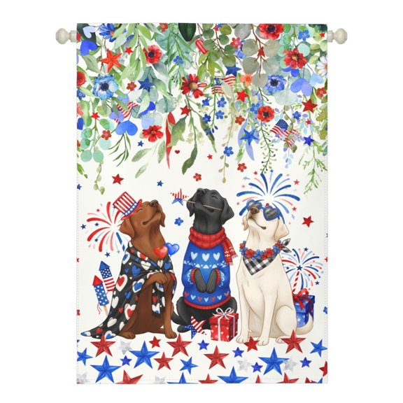 4th of July Double Sided Garden Flags, Patriotic Dog American Flag House Flags for Outside, Outdoor Flags for House, 28 x 40in