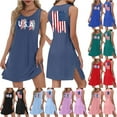 thumbnail image 1 of 4th of July Dress for Women: American Flag Tank Dresses Star Striped Splicing Loose V Neck Sundresses Army Green M, 1 of 8