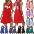 thumbnail image 1 of 4th of July Dress for Women: American Flag Tank Dresses Star Striped Splicing Loose V Neck Sundresses Hot Pink L, 1 of 8