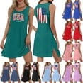 thumbnail image 1 of 4th of July Dress for Women: American Flag Tank Dresses Star Striped Splicing Loose V Neck Sundresses Pink S, 1 of 8