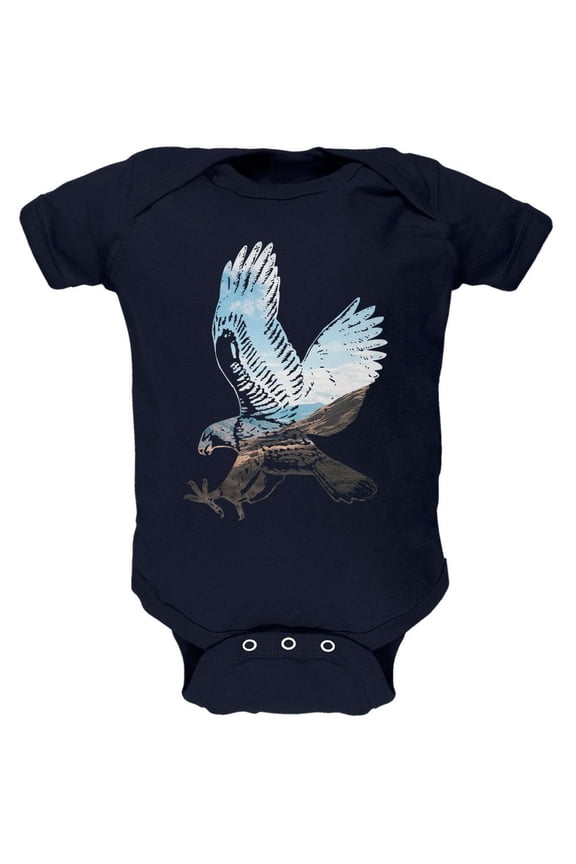 4th of July Eagle Freedom America USA Soft Baby One Piece Navy 3-6 M